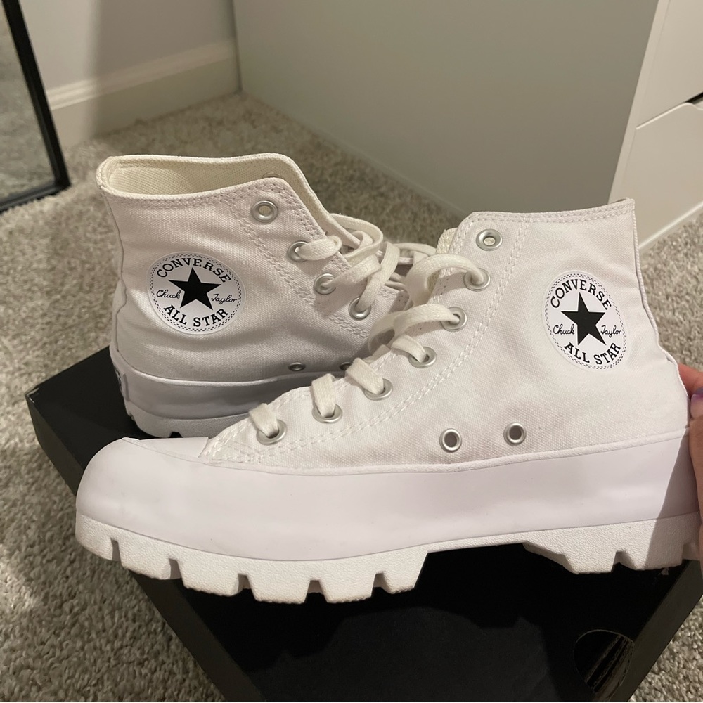 Converse White Lugged Platform Shoes - like new